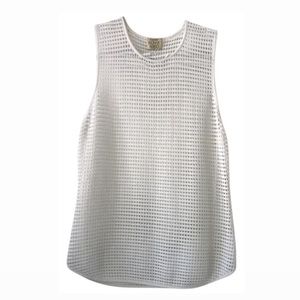 Torn by Ronny Kobo White Sweater Perforated Top
